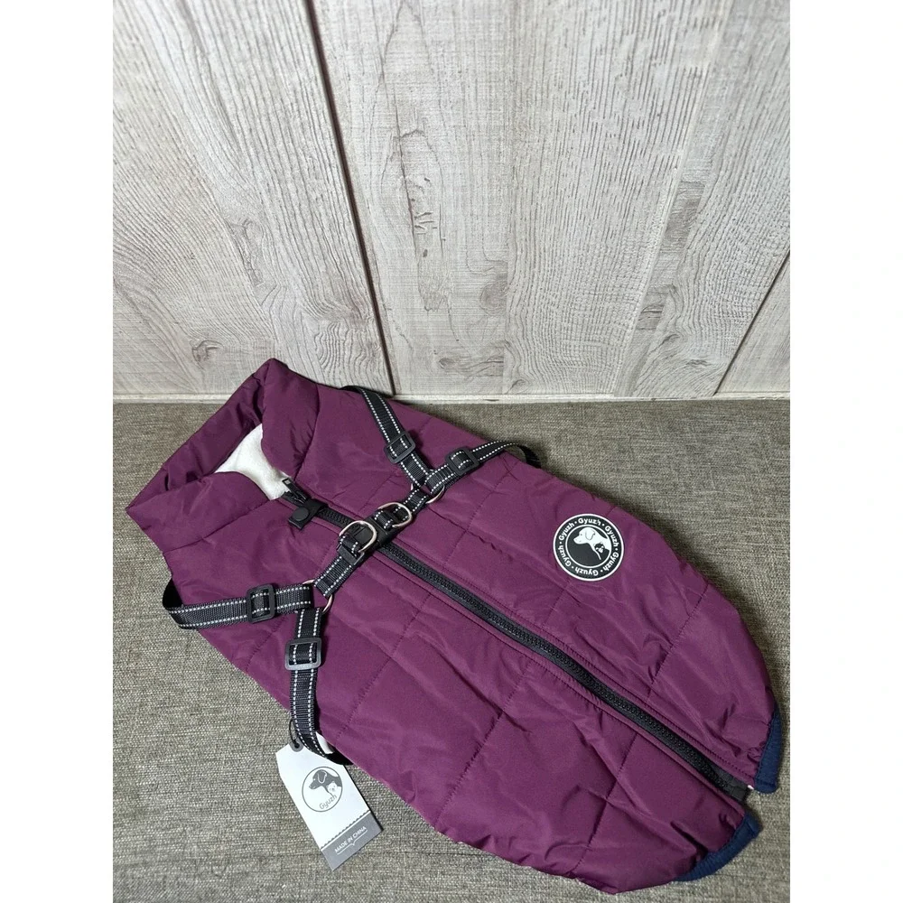 Gyuzh Purple Dog Winter Jacket Fleece Lined Reflective Harness Vest XL